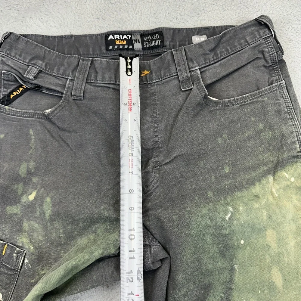 Ariat Pants Men 34x30 Gray Rebar M4 Relaxed Straight Utility Bleached Distressed